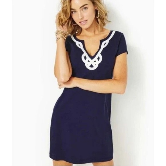 Lilly Pulitzer Brewster Solid T-Shirt Dress True Navy - Picture 4 of 7